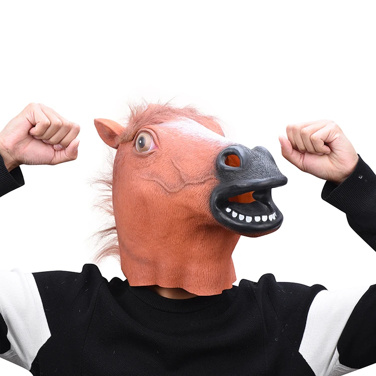 Полная голова маска лошадиной головы жуткая меховая грива латексная