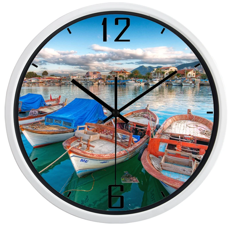 Популярные брендовые настенные часы для гостиной с речной лодкой домашний декор