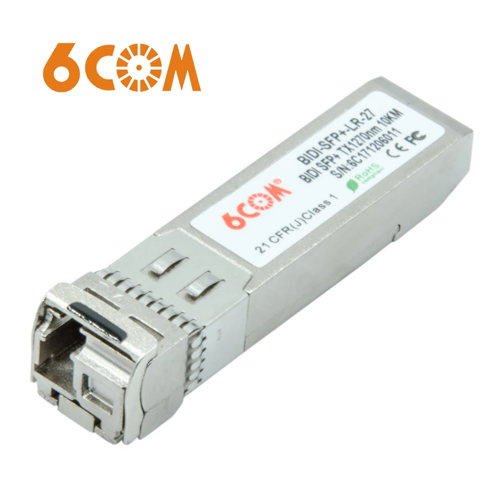 6COM, совместимый с сетями перехода TN-10GSFP-LRB11, BiDi SFP+ приемопередающее устройство, 10GBASE-BX 1270nm-TX/1330nm-RX 10 км