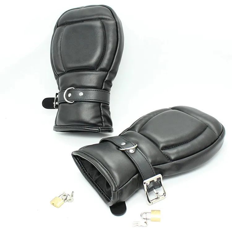 Puppy Mitts Hand Cuffs Soft Padded Black PU Leather Bondage B/D SM Restraints Mitten With Lock Sex Toys For Couple | Красота и
