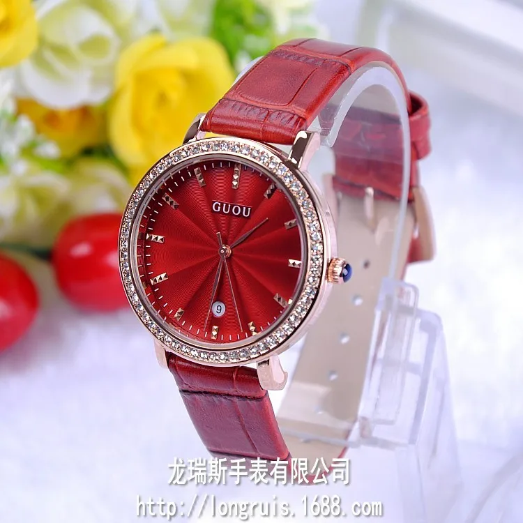 Часы наручные GUOU женские кварцевые модные брендовые водонепроницаемые