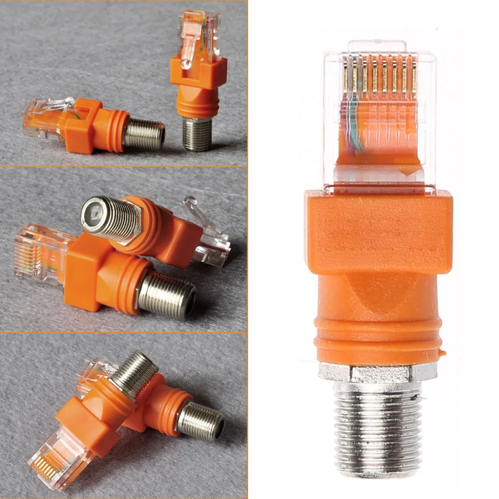 

1Pc Orange F Female To RJ45 Male Coaxial Barrel Coupler Adapter RJ45 To RF Connector Converter Adapters High Quality
