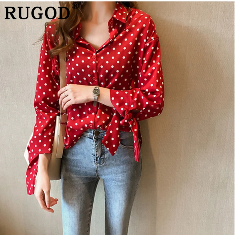 Женские блузки в стиле бохо RUGOD свободные однобортные винтажные со шнуровкой
