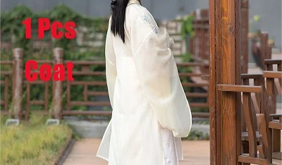 Coat Hanfu Женский длинный рукав вышивка костюм Хана элемент династии Тан традиционный костюм Юбки феи платье принцессы для взрослых DN3508 - Цвет: Coat