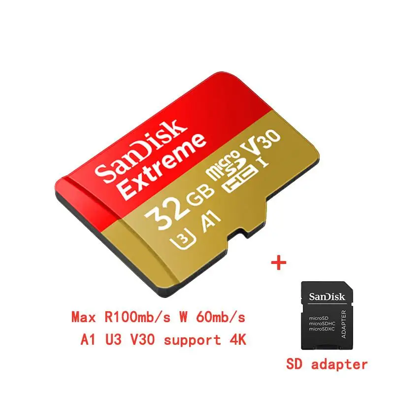 SanDisk Extreme 32 Гб microSDHC C10 micro SD карта 64 класс 10 памяти microsd tf cartao de memoria U3 V30 A1 для 4K|cartao