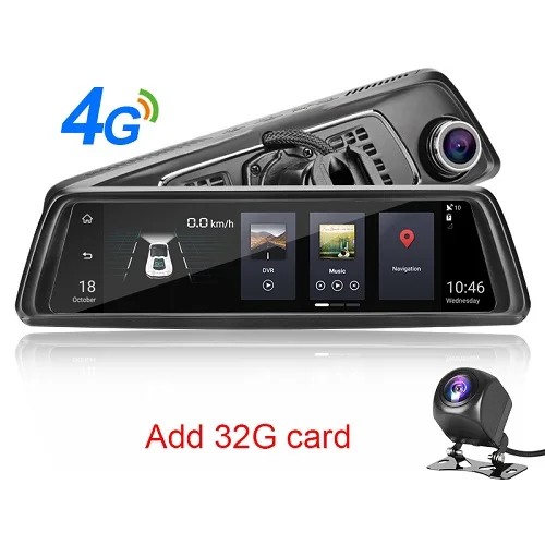 With 32G Card Jansite 4G 1" Автомобильный видеорегистратор с сенсорным экраном видеорегистратор Android 5,0 gps навигация автомобильный видеорегистратор Система ADAS камера заднего вида зеркало - Название цвета: With 32G Card