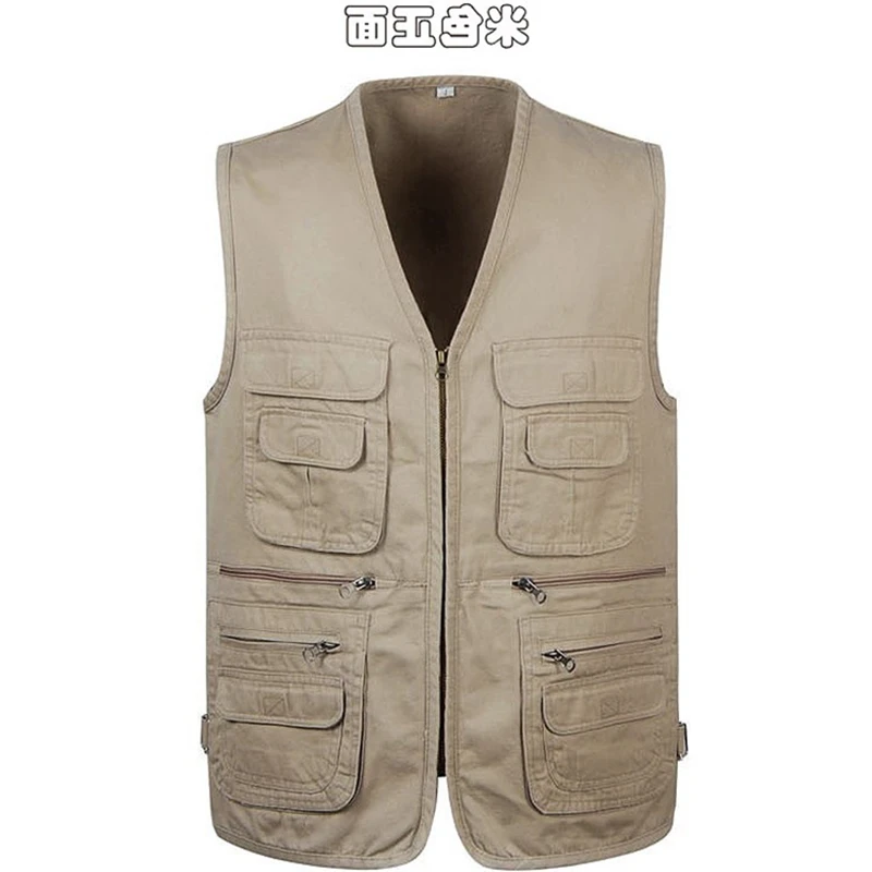 B 2021 New Brand Male Vest Men Colete Masculino Casual Mesh Waistcoat Plus Size 5XL Loose Multi-pockets Photography | Мужская одежда