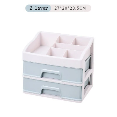 2 layer-Blue Косметичка макияж Чехол сумка инструмент Аксессуары Ящик Тип пространство макияж кисточки полка губная помада уход за кожей - Цвет: 2 layer-Blue