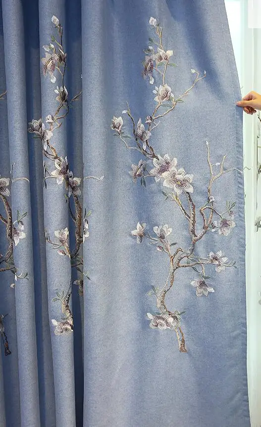 1pc curtain Китайский Хлопок Лен вышитые затемненные занавески s для гостиной окно Классическая балдахин занавески отвесные для спальни - Цвет: 1pc curtain