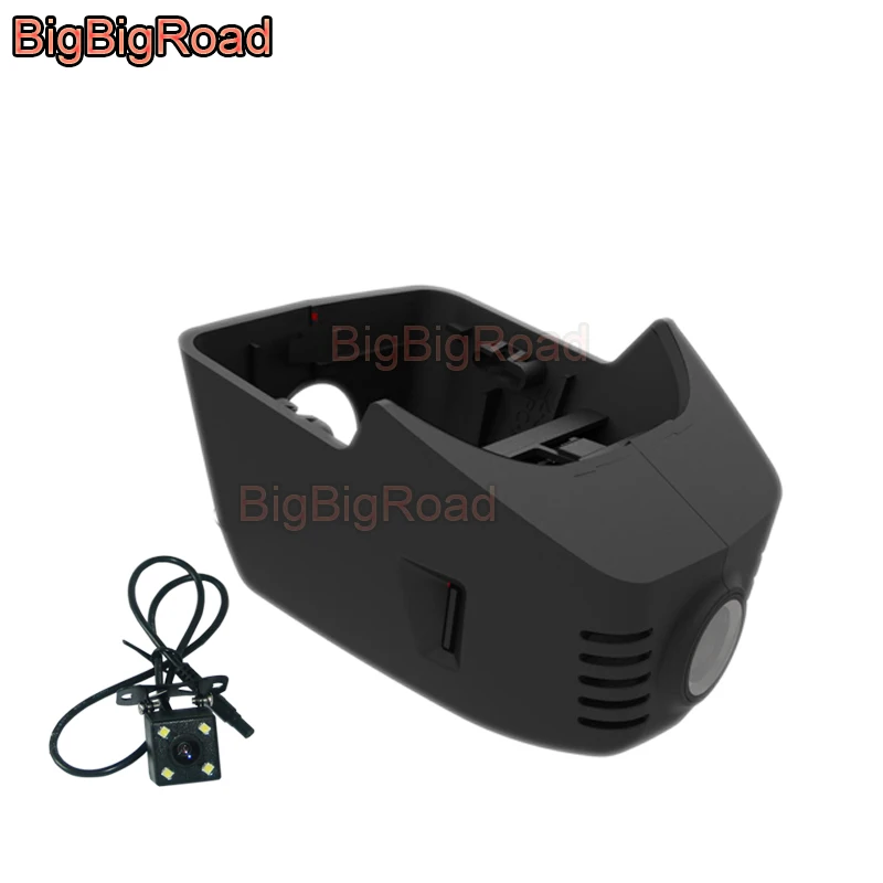 BigBigRoad автомобильный Wifi DVR видео рекордер видеорегистратор камера для Volkswagen Tayron Tiguan/Tiguan L FHD 1080P широкоугольный - Название цвета: Black Dual Cameras