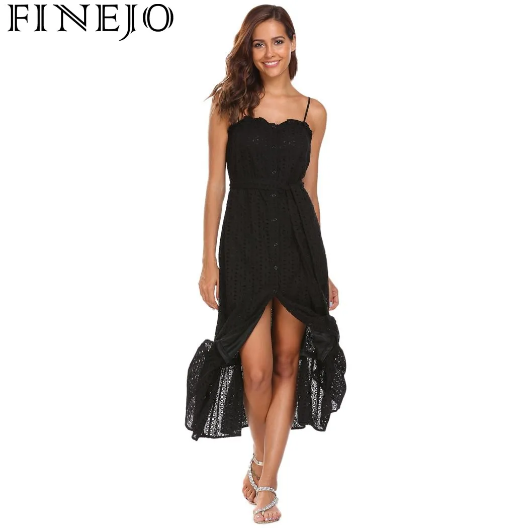 FINEJO сексуальное платье 2017 новое женское модное на ремнях открытое с поясом