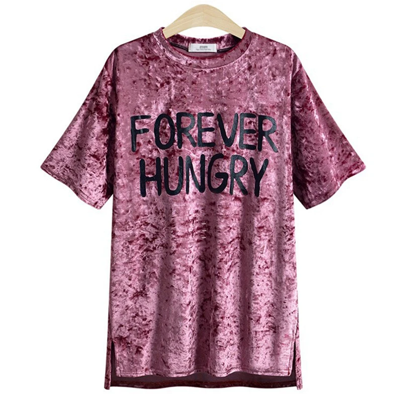 

6XL 7XL Plus Size Velour T Shirts Women Short Sleeve Letter Printed Velvet Top Tees Tshirt Female Nice Vogue Ladies Clothes