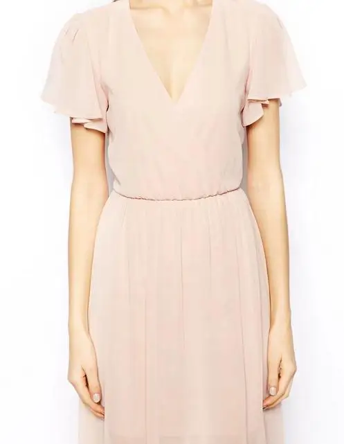 Женские шифоновые платья с коротким рукавом и v-образным вырезом длинные летние