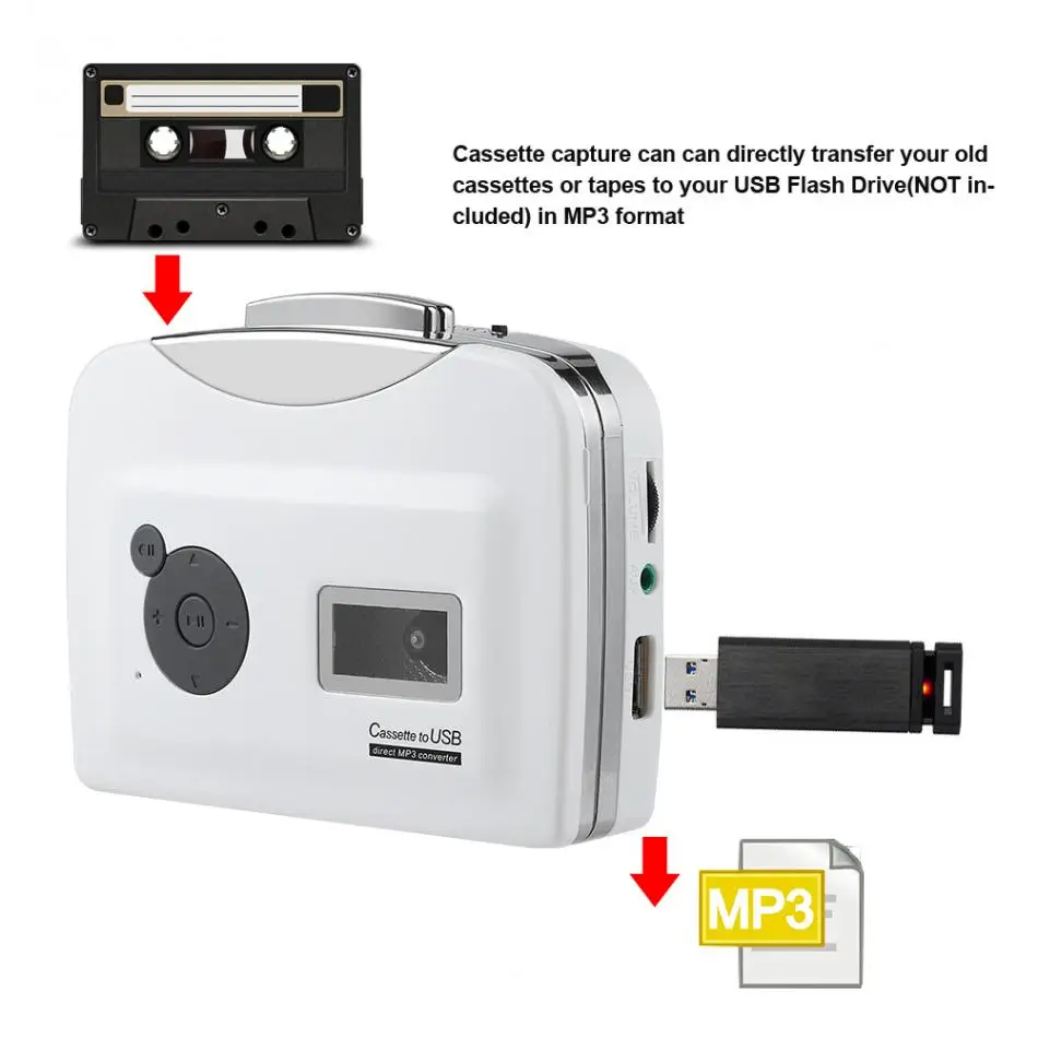 Портативная Кассетная лента для MP3 конвертера для Windows XP/Vista/7 Plug and play USB флеш-накопитель Захват аудио музыкальный плеер