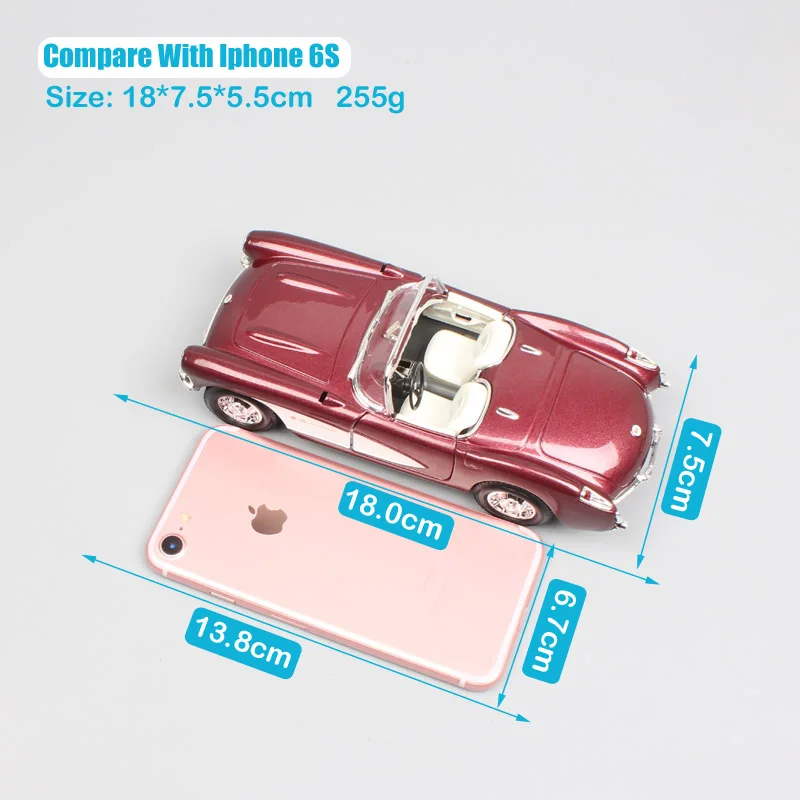 1:24 Масштаб дорожный знак винтаж 1957 Chevrolet Corvette Chevy Vette Sting Ray Diecasts& автомобили-модельная игрушка хобби Металл Мальчики