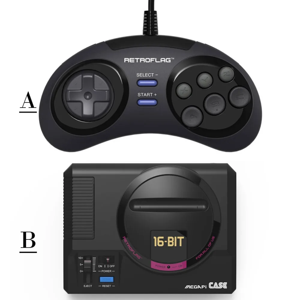 Raspberry Pi MD 16 бит Ретро игры MEGAPi чехол sega видео консолей с классическим USB проводной геймпад контроллер для Pi 3B