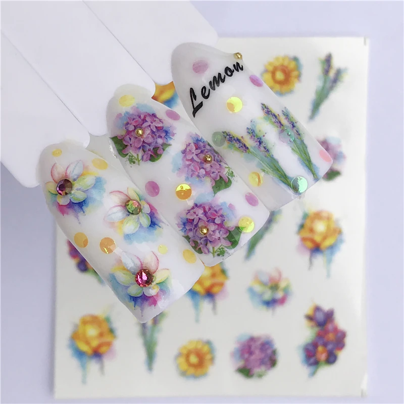 

WUF 1 Sheet Water Transfer Nail Stickers Decals Fruit/Ice Cream/Cake Pattern Nail Art Stickers Wraps Manicure Decoration