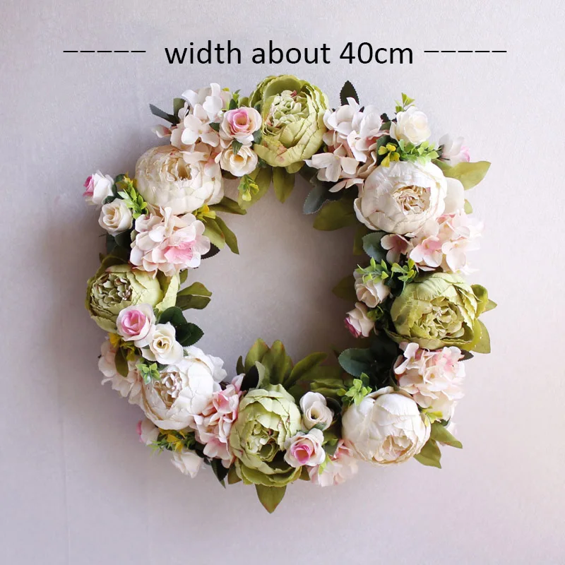 40 см Искусственные Свадебные венки шелковые цветы пиона двери декоративные
