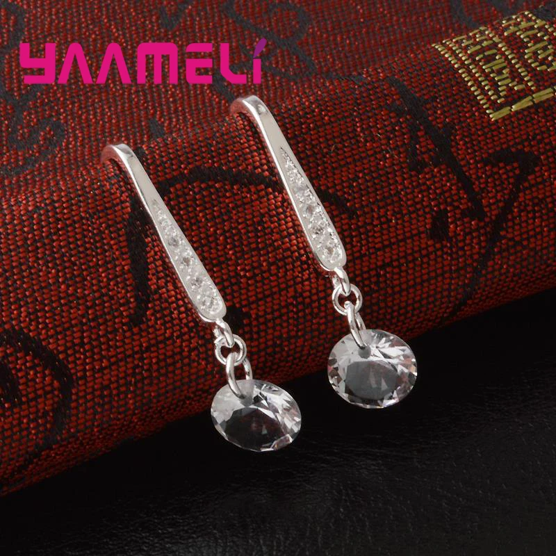 Elegantment новые модные сверкающие большие круглые серьги из стерлингового серебра