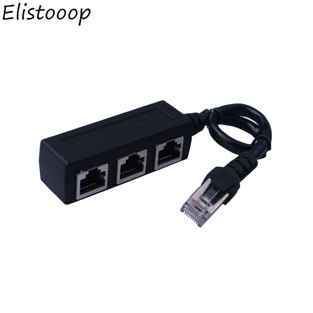 Разветвитель Elistooop для локальной сети Ethernet RJ45 удлинитель с 1 на 3 разъемами