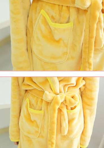 New Women Men Spring Autumn Winter Flannel Animal Lovely Bear Hooded Towel Bathrobe Nightgown Robes Lovers pajamas home service | Женская
