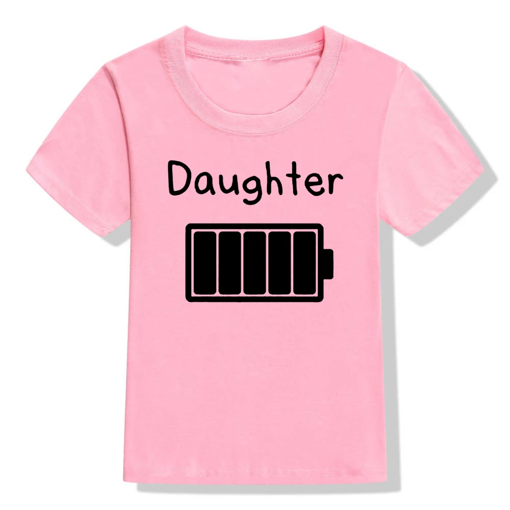 Camiseta de manga corta para ni&ntilde;os y ni&ntilde;as, ropa informal divertida con estampado de bater&iacute;a, cuello redondo, Verano-3
