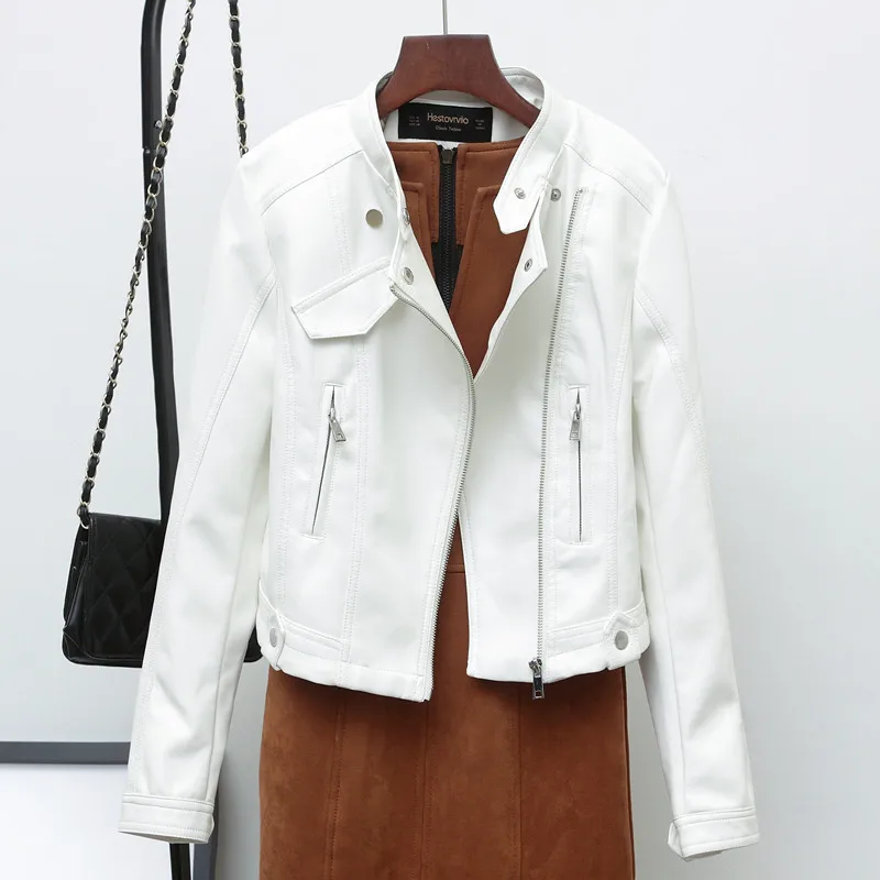 Fitaylor новая осенняя Женская куртка из искусственной кожи короткая розовая