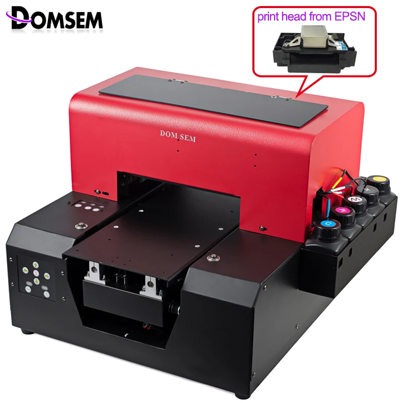 DOMSEM A4 размер УФ струйный принтер древесины с EPSON печатающей головки DX7 DX5
