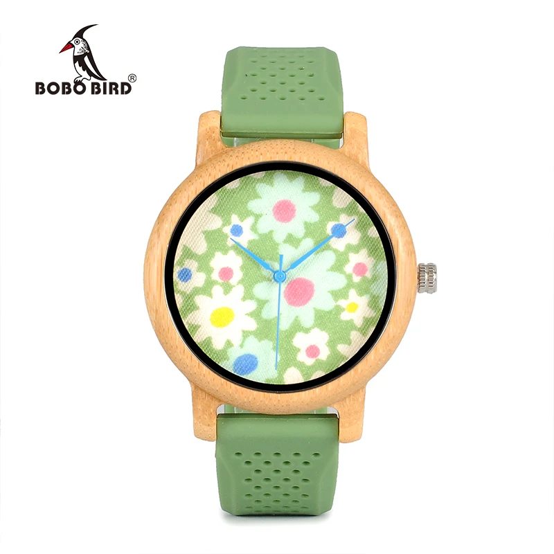 BOBO BIRD WB04 модные повседневные бамбуковые часы с тканевым циферблатом женские