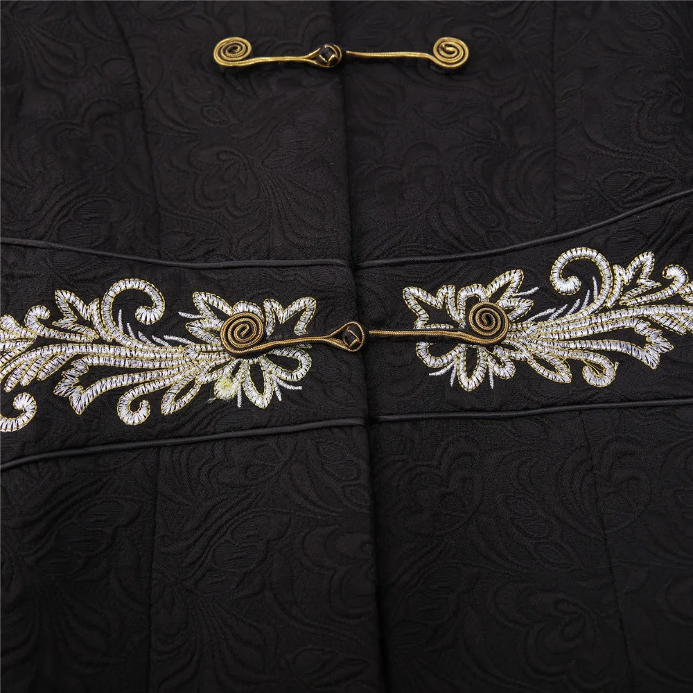 

Shanghai Story hot sale chinese style Black Chinese Women's Cotton Long Jacket Embroider Coat Flowers Size M--4XL 2255-2