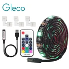 USB Светодиодная лента 5050 RGB с 4-контактным угловым разъемом, 1 м, 2 м, гибкая лента с дистанционным управлением для ПК, экрана, телевизора, фосветильник щения