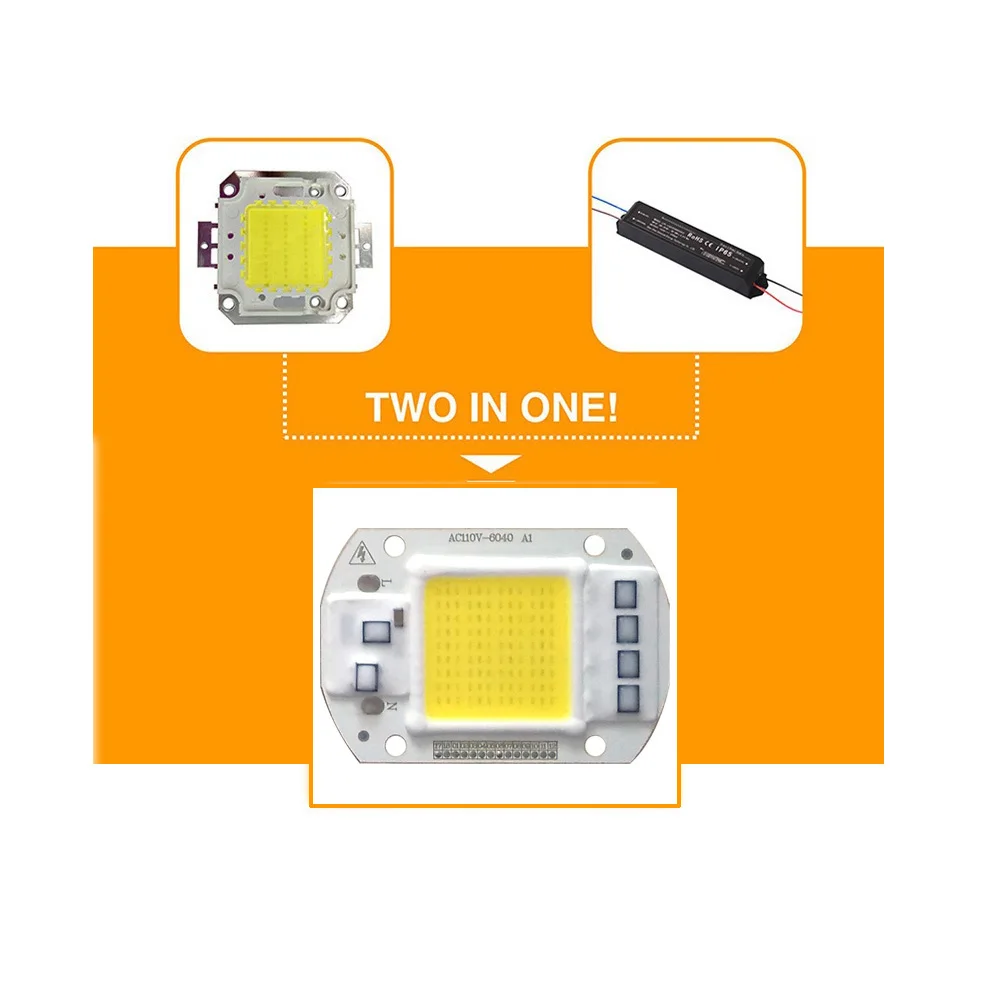 10 шт./лот LED COB Chip лампа 20 Вт 30 50 AC110V 220 В IP65 Smart IC подходит для DIY прожектора уличная