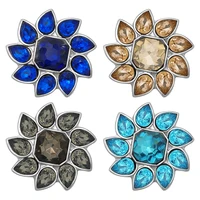 new kz3048 beauty charm sun flower rotation crystal 18mm metal snap buttons for diy snap jewelry wholesale