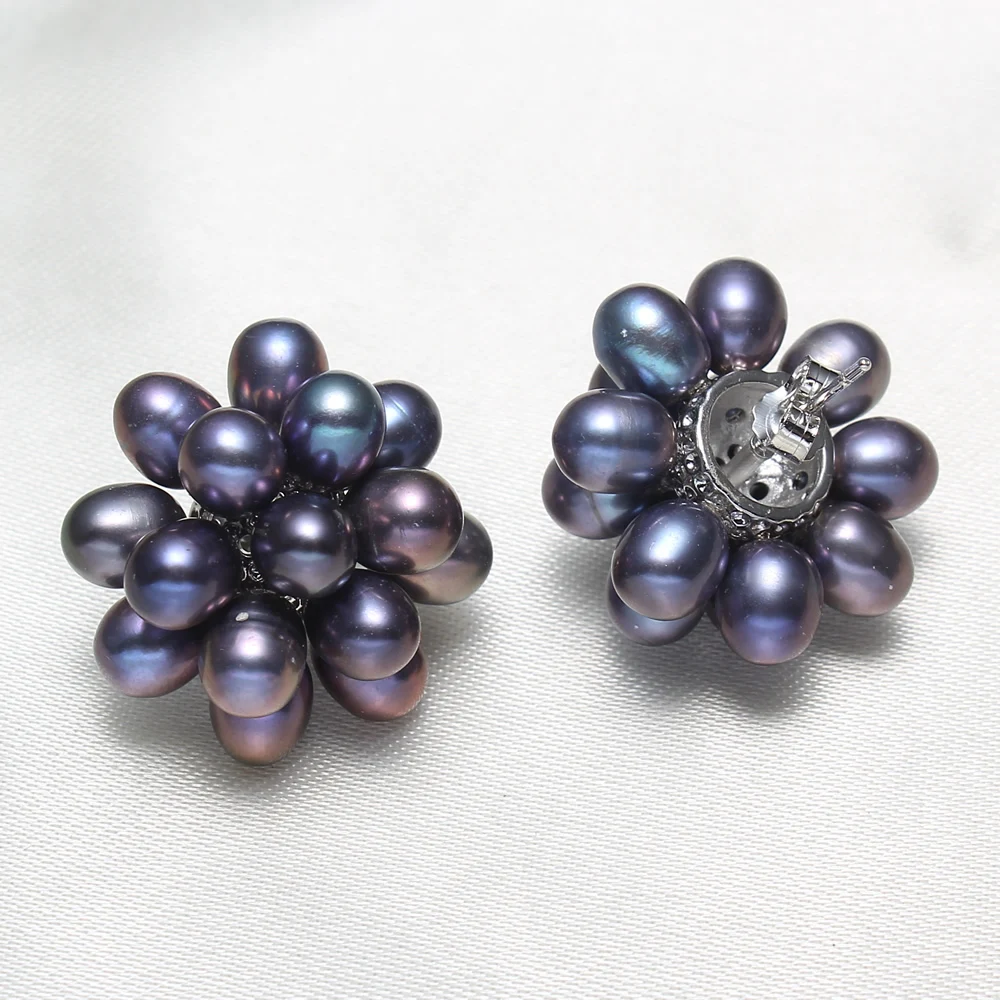 YYW 1 пара Новинка хит натуральный пресноводный жемчуг серьги гвоздики цветок