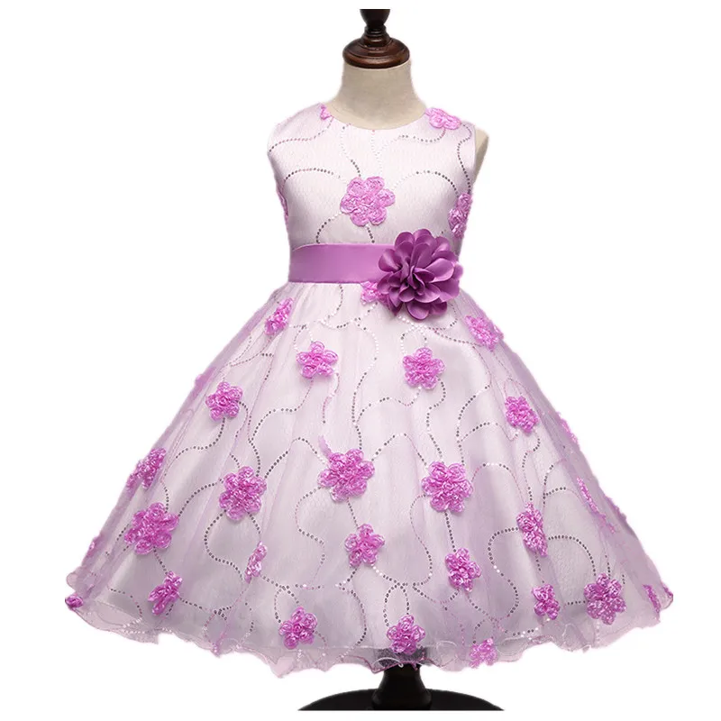 Платье для маленьких девочек новый Лето 2017 г. Дети цветы Принцесса вечеринка