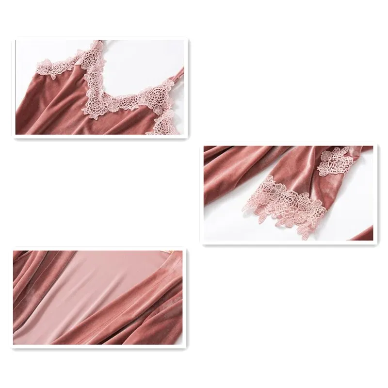 Smmoloa бархатные пижамы женское осеннее Женское ночное белье комплект из 3