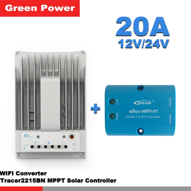 Tracer2215BN 20A 12В/24В контроллер солнечного заряда с eBox WIFI модулем дистанционного