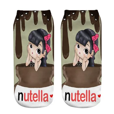 Милые забавные женские носки с принтом Nutella и девочек белые носки нового года милые носки calcetines mujer подарок