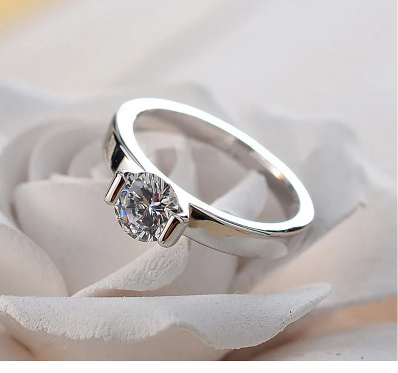 USTAR классические 1ct обручальные кольца с кубическим цирконием для женщин розовые золотистые Кристаллы Женские кольца для помолвки Anel высшего качества
