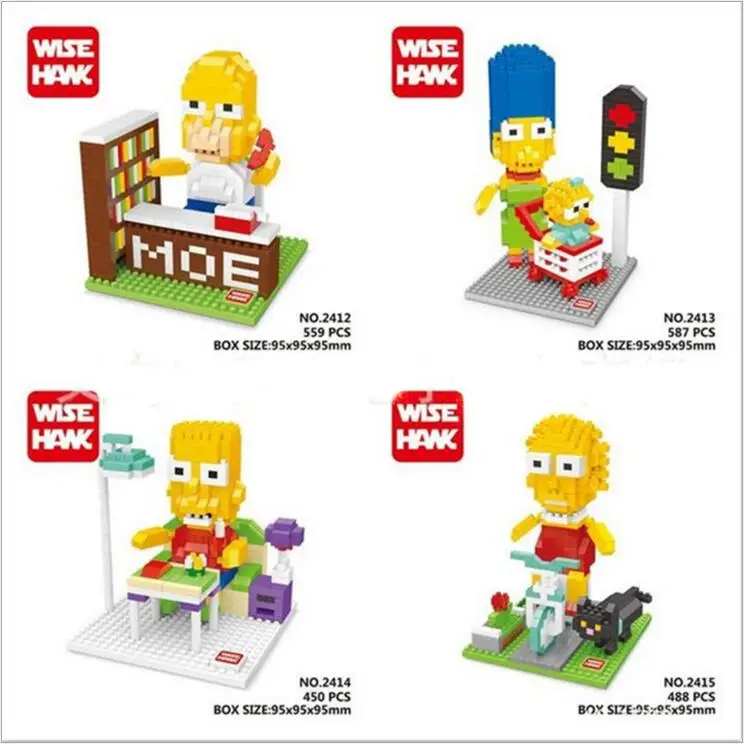 Wisehawk Micro Blocks The Simple DIY Mini Building Bricks Children Cartoon Small Figure 3D Anime Kids Toys for Child 2412-2415 | Игрушки и