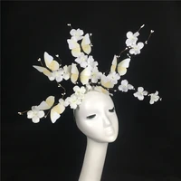branches flower headwear white black bride photo movie props school stage performance headdress model makeup accessories