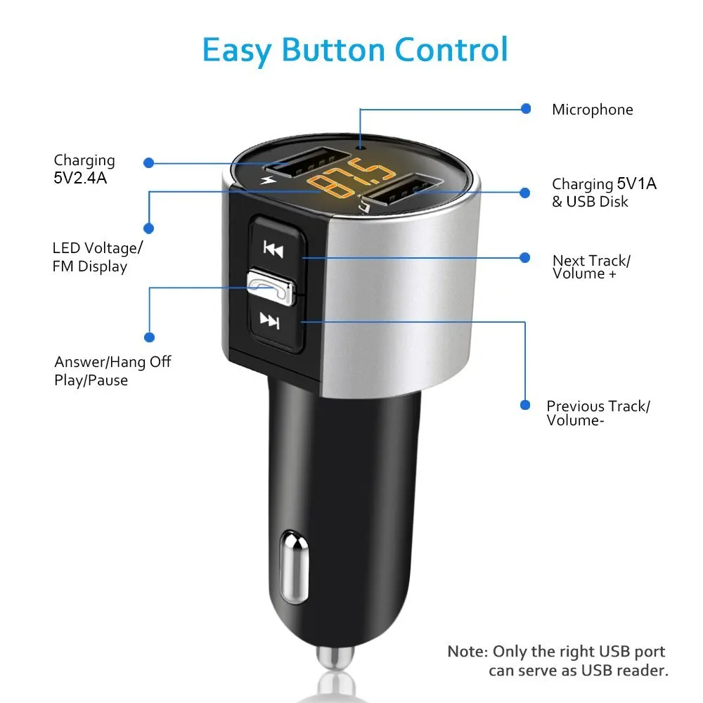 FM-трансмиттер Konrisa Bluetooth-совместимый автомобильный комплект громкой связи