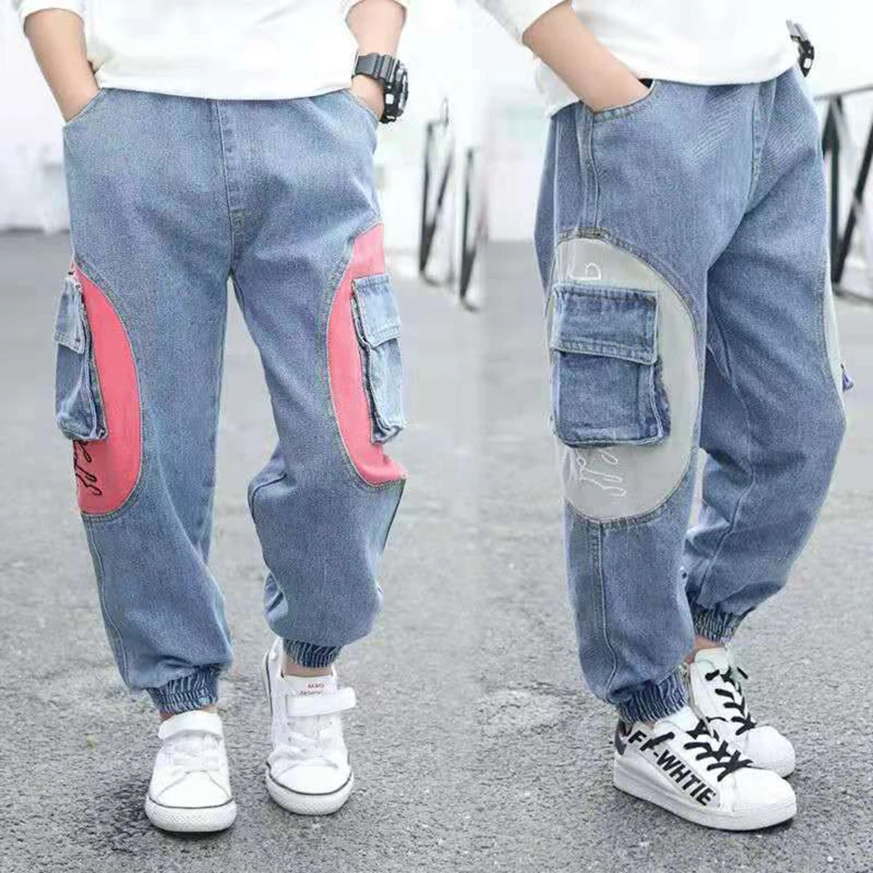 Детские джинсы высокого качества для активного отдыха новые весенние джинсовые