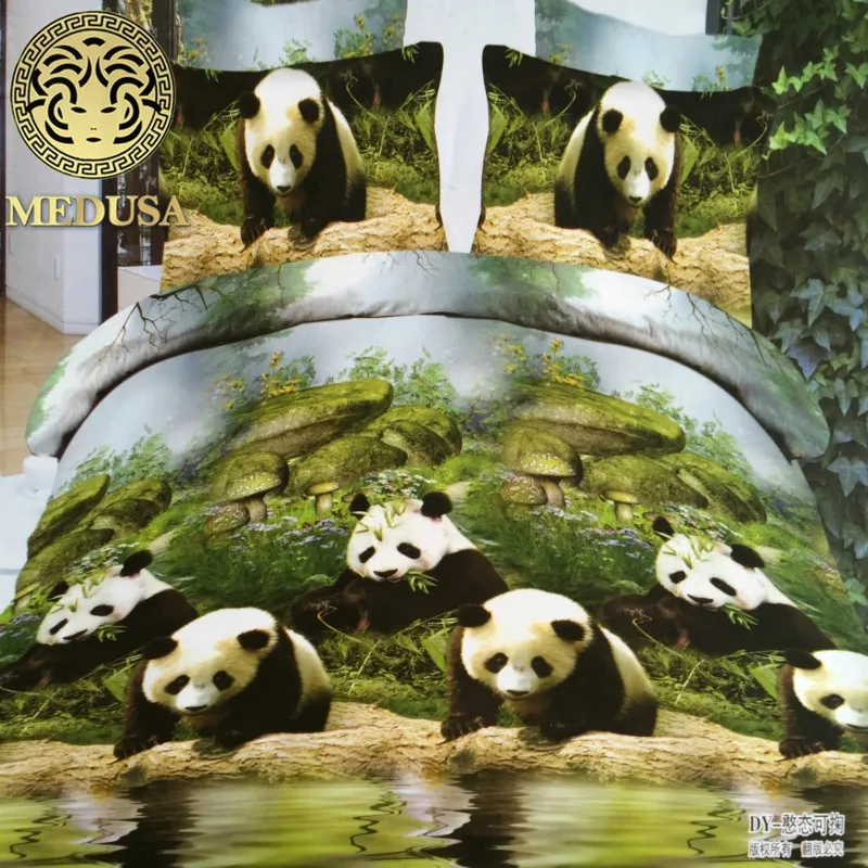 Медуза 3d панда цифровой комплект постельного белья пододеяльник простыня