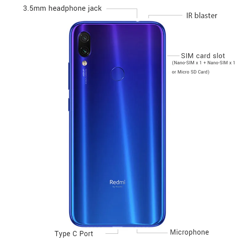 Оригинальный мобильный телефон Xiaomi Redmi Note 7 3 Гб ОЗУ 32 ПЗУ Восьмиядерный процессор