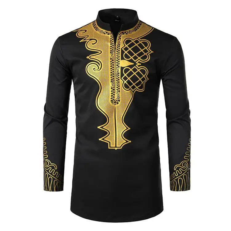 

Luxury African Print Long Sleeve Men's Shirt Top Blouse Casual Shirts Men Autumn Summer