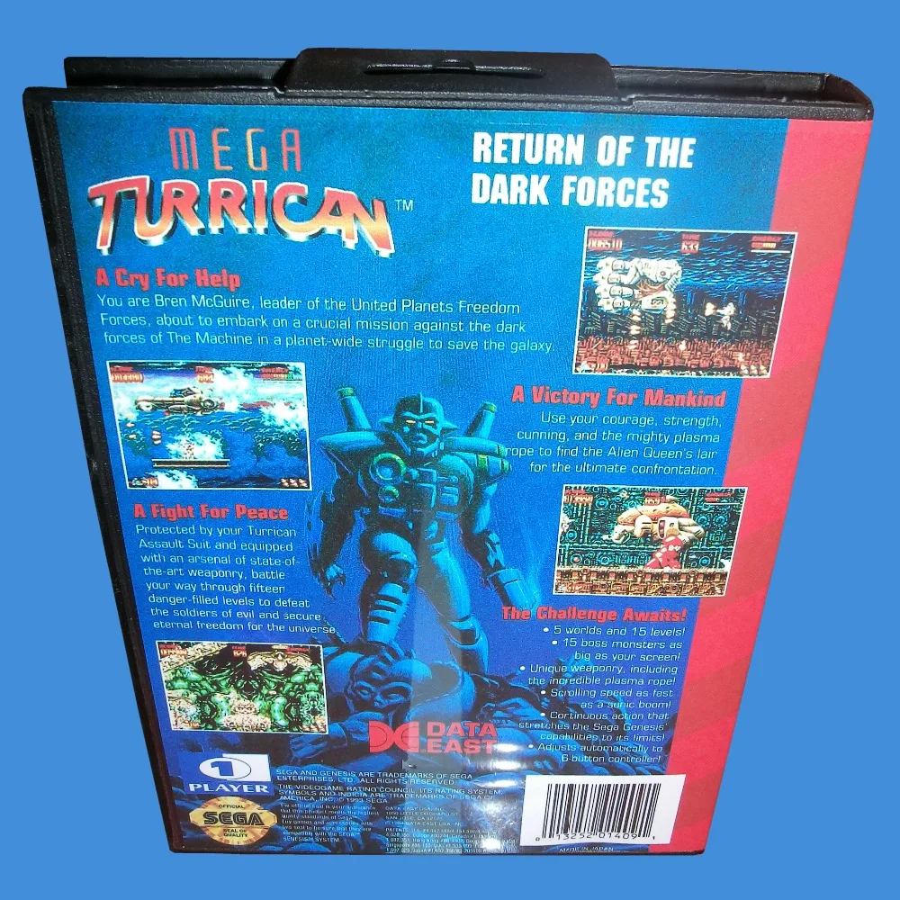 

Mega Turrican With Box And Manual 16bit MD Game Card For Sega Mega Drive For Genesis