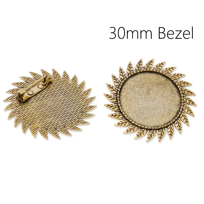 

20 pcs Gold Plated Brooch Blank Jewelry With Inner 30 mm Bezel Setting Tray for Cameo Cabochons Safety Pin-C3856