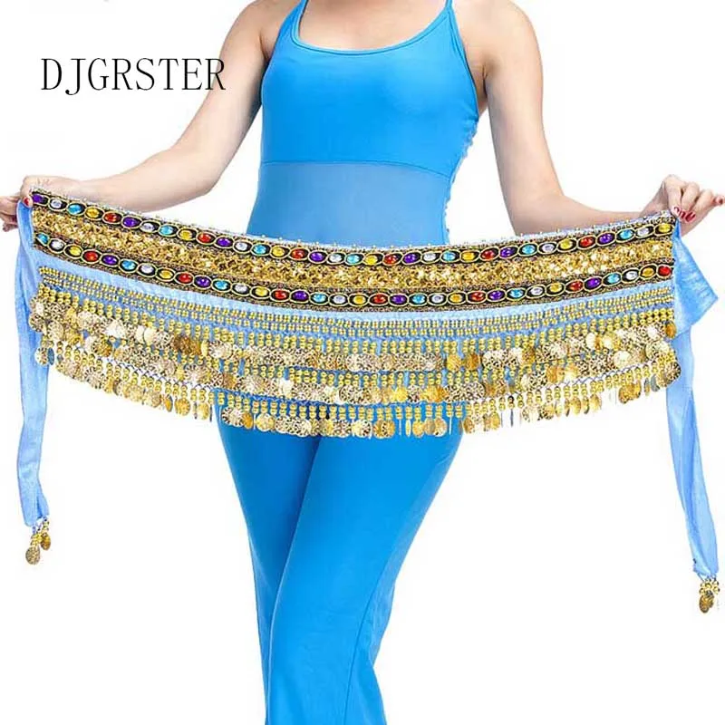 Женский бархатный пояс для танца живота костюм с золотыми монетами 248 х35 см|belly dance