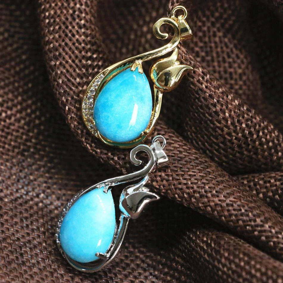 Высокосортный капельный кулон инкрустация пустотелый синий каменный